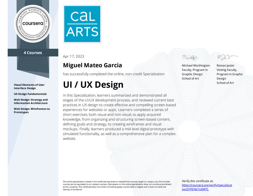 cal-arts certificate